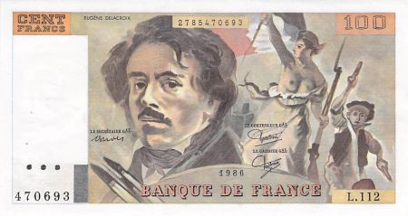 France 100 Francs Delacroix - Années variées 1978-1995 - PSUP