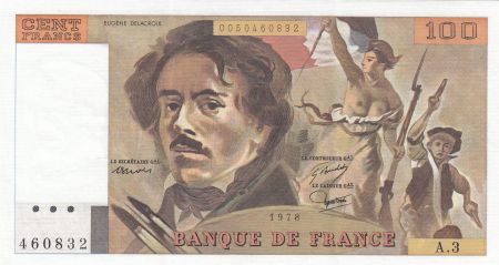 France 100 Francs Delacroix 1978 - Série A.3