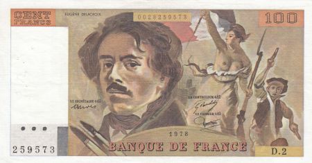 France 100 Francs Delacroix 1978 - Série D.2