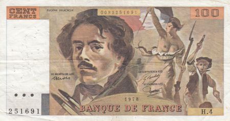 France 100 Francs Delacroix 1978 - Série H.4