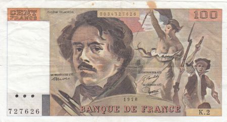 France 100 Francs Delacroix 1978 - Série K.2