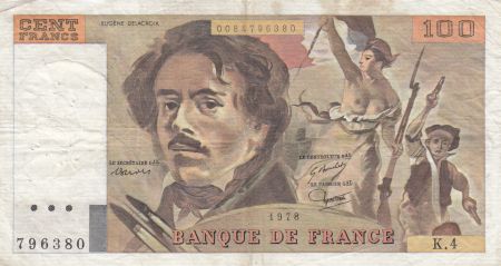 France 100 Francs Delacroix 1978 - Série K.4