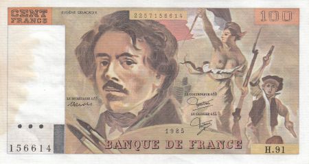 France 100 Francs Delacroix 1985 - Série H.91