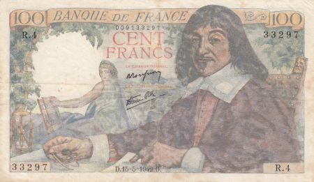 France 100 Francs Descartes - 15-05-1942 SérieR.4 - TB