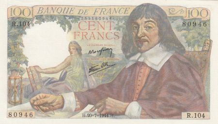 France 100 Francs Descartes - 20-07-1944 Série R.104