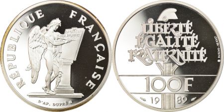 France 100 Francs Droits de l\'Homme - 1989 - Belle Epreuve  - Argent - avec certificat
