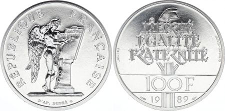 France 100 Francs Droits de l\'Homme - Piefort 1989 Argent - SPL sans boite ni certificat