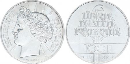 France 100 Francs Fraternité - 1988 Argent
