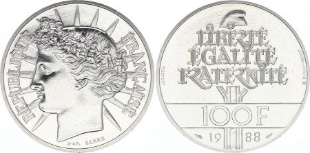 France 100 Francs Fraternité - Piefort 1988 Argent - FDC  - sans boite et sans certificat
