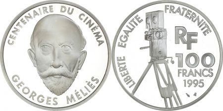 France 100 Francs Georges Mélies - Centenaire du Cinéma - 1995 - Argent - sans certificat