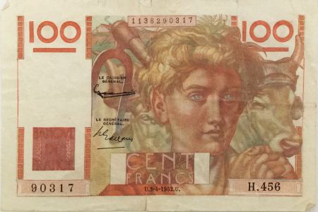 France 100 Francs Jeune Paysan - 03-04-1952 - Série H.456 - PTTB