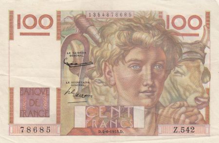 France 100 Francs Jeune Paysan - 04-06-1953 - Série Z.542