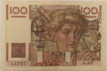 France 100 Francs Jeune Paysan - 05-02-1953 - Série G.537 - TTB