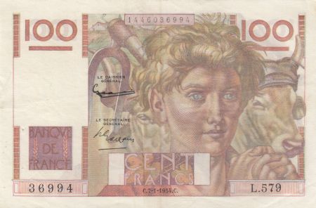 France 100 Francs Jeune Paysan - 07-01-1954 - Série L.579