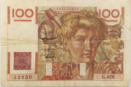 France 100 Francs Jeune Paysan - 07-02-1952 - Série G.426 - TTB