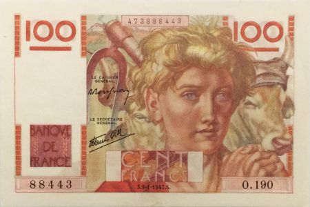 France 100 Francs Jeune Paysan - 09-01-1947 - Série O.190 - TTB+