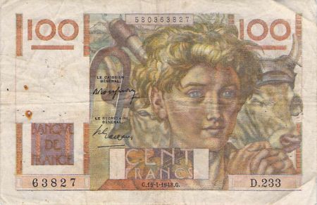 France 100 Francs Jeune Paysan - 15-04-1948 - Série D.233 - TB+