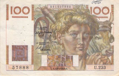 France 100 Francs Jeune Paysan - 15-04-1948 - Série U.233 - TB+