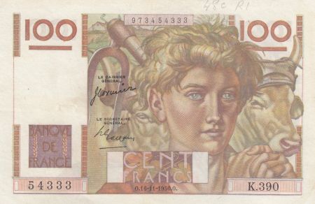 France 100 Francs Jeune Paysan - 16-11-1950 - Série K.390
