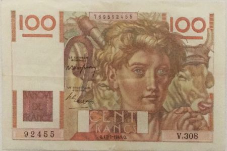 France 100 Francs Jeune Paysan - 17-02-1949 - Série V.308 - TTB+