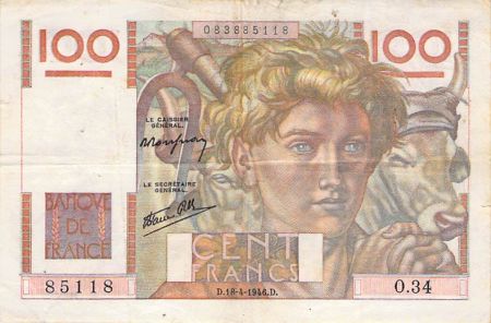 France 100 Francs Jeune Paysan - 18-04-1946 - Série O.34 - PTTB