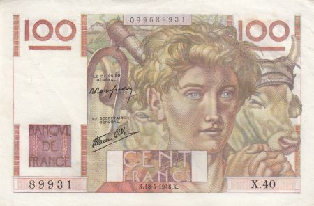 France 100 Francs Jeune Paysan - 18-04-1948 - Série X.40