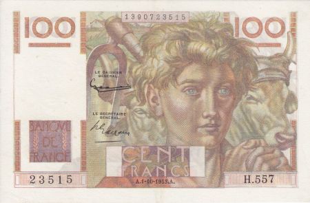 France 100 Francs Jeune Paysan - Filigrane Inversé - 1953