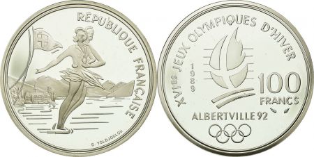 France 100 Francs JO Albertville 1992 - Patinage artistique - 1989 - Frappe BE - avec certificat