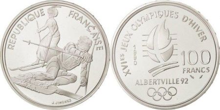 France 100 Francs JO Albertville 1992 - Slalome - 1990 - Frappe BE - sans certificat
