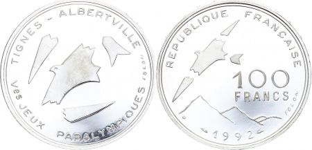 France 100 Francs JO Albertville 1992 -Paralympiques par Folon - Frappe BE - avec certificat