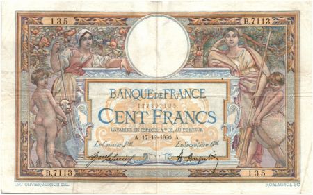 France 100 Francs LO Merson - 1920 Rare !