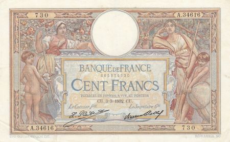 France 100 Francs LOM - Grands cartouches - 03-03-1932 - Série A.34616