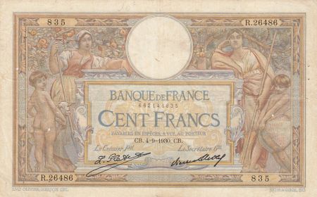 France 100 Francs LOM - Grands cartouches - 04-09-1930  - Série R.26486