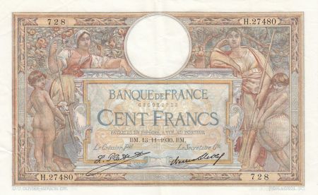 France 100 Francs LOM - Grands Cartouches - 13-11-1930 Série H.27480-728