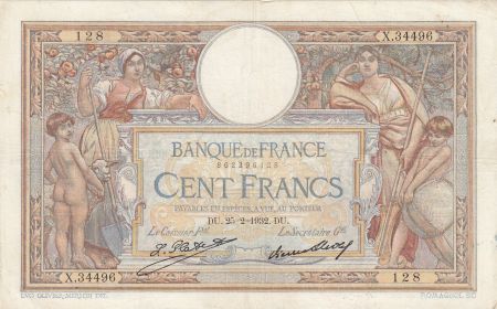France 100 Francs LOM - Grands cartouches - 25-02-1932 - Série X.34496
