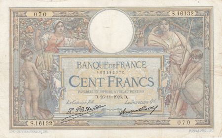 France 100 Francs LOM - Grands cartouches - 25-11-1926 - Série S.16132