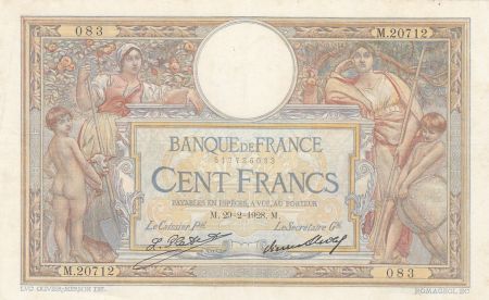France 100 Francs LOM - Grands cartouches - 29-02-1928 - Série M.20712