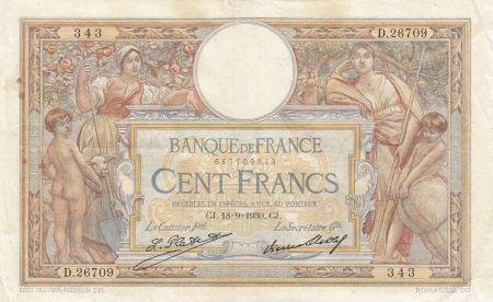 France 100 Francs Luc Olivier Merson - 018-09-1930 -  Série D.26709