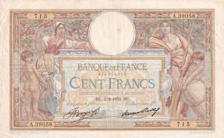 France 100 Francs Luc Olivier Merson - 02-02-1933 -  Série A.39056