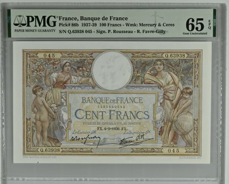 France 100 Francs Luc Olivier Merson - 02-02-1939 - PMG 65 EPQ