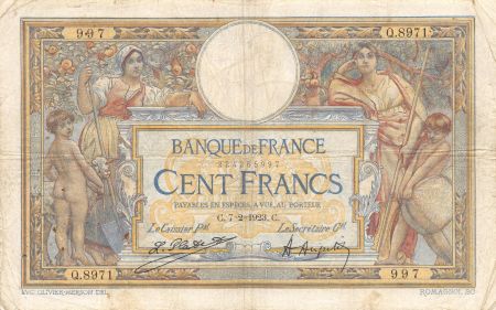 France 100 Francs Luc Olivier Merson - 07-02-1923 Série Q.8971 - TB