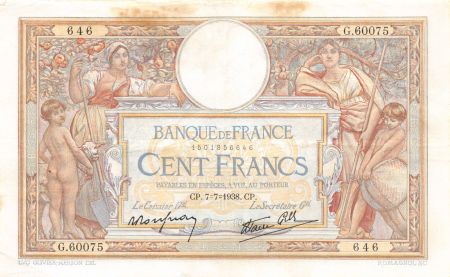 France 100 Francs Luc Olivier Merson - 07-07-1938 Série G.60075 - TTB