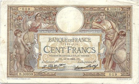 France 100 Francs Luc Olivier Merson - 11-06-1931 Série B.30959 - TTB
