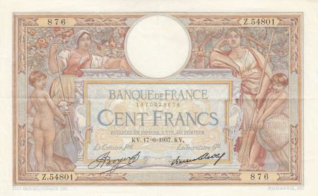 France 100 Francs Luc Olivier Merson - 17-06-1937 -  Série Z.54801