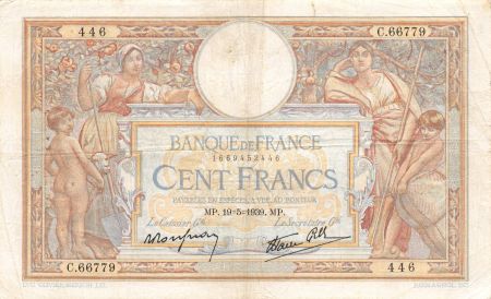 France 100 Francs Luc Olivier Merson - 19-05-1939 Série C.66779 - TTB