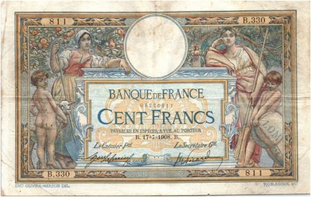 France 100 Francs Luc Olivier Merson - 1908