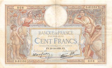 France 100 Francs Luc Olivier Merson - 20-10-1938 Série D.61153 - TTB