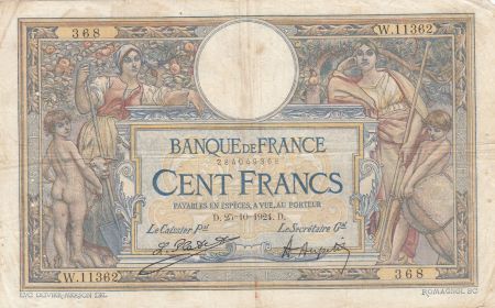 France 100 Francs Luc Olivier Merson - 25-10-1924 -  Série W.11362