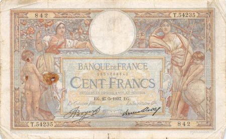 France 100 Francs Luc Olivier Merson - 27-05-1937 Série T.54235 - TB