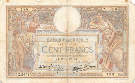 France 100 Francs Luc Olivier Merson - 27-05-1938 Série Z.59313 - TB